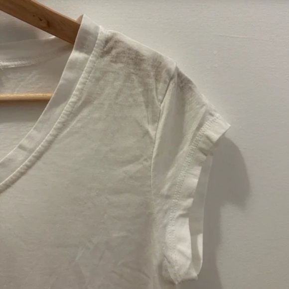 Exist V Neck Slub Sheer Tee Shirt White (S) - Picture 3 of 6